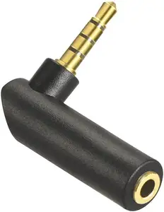 3.5mm Angle Male to Female Audio Adapter, 90 Degree Right Angle Gold-Plated TRS Stereo Jack Plug AUX Connector