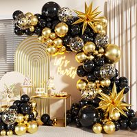 Kit d'arche de guirlande de ballons écologiques épais et durables noirs et blancs 206 pièces/ensemble en latex pour mariage, Saint-Valentin, fête