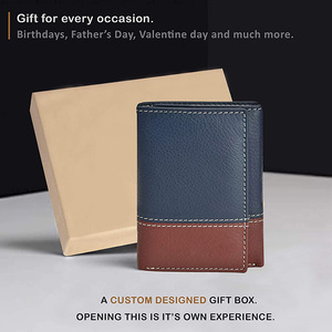 Người Đàn Ông Tối Giản Của Da Chính Hãng Ví Bifold Với Mở Đóng Cửa Chặn Chủ Thẻ Và Phía Trước Túi Tiền Clip - Product Image 4