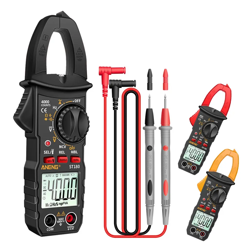 ST180 4000 Hitungan Digital Clamp Meter AC Multimeter Arus Ammeter Tester Tegangan Mobil Amp Hz Kapasitansi NCV Ohm Alat