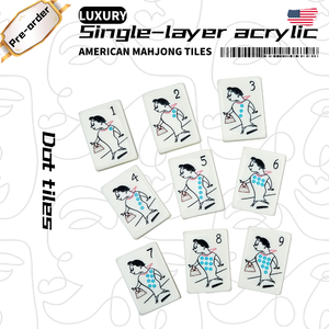 Tuiles de Mahjong américaines en acrylique style vintage ivoire, motif Qipao Lady Panda Bamboo Floral Travel Landscape, coffret cadeau - Product Image 5