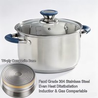 Ensemble de casseroles en acier inoxydable de qualité supérieure, style américain, avec couvercles en verre, compatibles induction et gaz, sans revêtement, écologiques