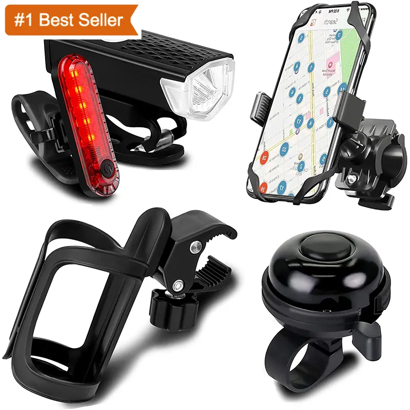 Istaride Super Bright Bike Light Set Lock Water Cup Phone seat Mirror Bicycle Bell Bicycle Accessories