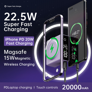 20000mAh banco de energía magnético inalámbrico PD Cbarging 22,5 batería inalámbrica trasera Fas para Laptop <span class=keywords><strong>MacBook</strong></span> <span class=keywords><strong>Pro</strong></span>, Air y iPhone - Product Image 4