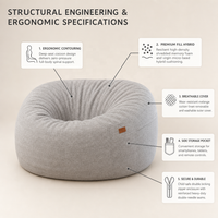 Promotion : Fauteuil Poire Géant en Tissu Doux au Design Moderne, Rembourré en Éponge Déchiquetée, Canapé-Lit Rond Confortable pour Salon, Chambre et Balcon