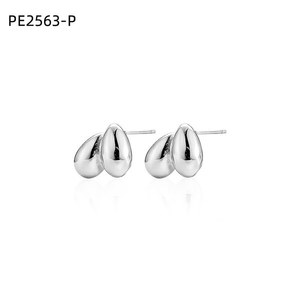 Amy Amy <b>Stud</b> Earrings Water Drop Shape <b>Silver</b> Plated For Women Fashion Jewelry Gift - Product Image 1