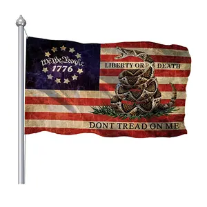 2023 Latest Custom Indoor Outdoor Dont Tread On Me Flag We The People 3x5 Ft 1776 Retro American Polyester Custom Flag