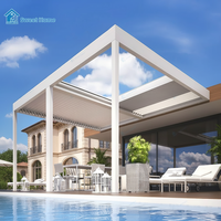 Pergola motorisée rétractable en aluminium sur mesure, étanche, facile à assembler, pour balcon, patio, jardin, villa