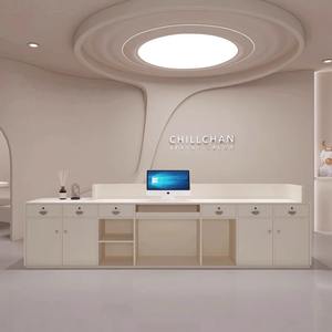 Escritorio de recepción plegable de madera moderno con luz LED Diseño de lujo moderno Color y tamaño personalizados para uso comercial - Product Image 4