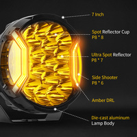Projecteur à faisceau spot haute luminosité 7 pouces 192 Watts 270 °   Feux de conduite latéraux à LED pour Colorado ZR2 F-150 Raptor Gladiator