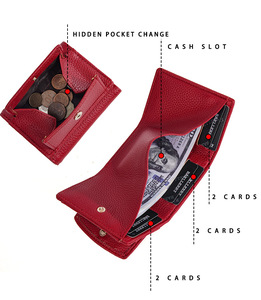 Petit sac à main en <span class=keywords><strong>cuir</strong></span> de luxe pour dames, <span class=keywords><strong>porte</strong></span>-cartes à trois volets avec sangle courte, portefeuille en PU pour femmes, vente en gros - Product Image 3