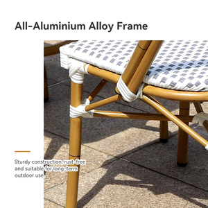 Ensemble de table à manger nordique, ensemble de chaises longues <span class=keywords><strong>en</strong></span> rotin, chaise de <span class=keywords><strong>jardin</strong></span> moderne <span class=keywords><strong>en</strong></span> bois pour l'extérieur, chaises de <span class=keywords><strong>jardin</strong></span> françaises, café - Product Image 2