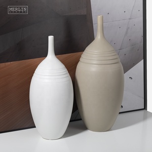 Merlin Living moderne mat nordique Vase décor blanc en céramique Vase à fleurs décoratif col étroit grand Vase Design pour la décoration intérieure - Product Image 2