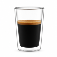Gobelet à café en verre borosilicate à double paroi fait main, verre transparent, tasse à thé au lait