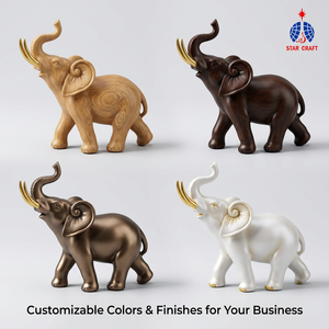 Figura de Elefante Decorativa para el Hogar, Pintada a Mano en Resina, <span class=keywords><strong>con</strong></span> Textura de Madera - Escultura de Animal Pequeño, Figura de Elefante en Pose - Product Image 5