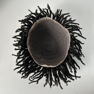 Prothèse capillaire complète en dentelle pour hommes, cheveux humains brésiliens, tresses courtes au crochet, dreadlocks, <span class=keywords><strong>afro</strong></span> 8x10 - Product Image 5