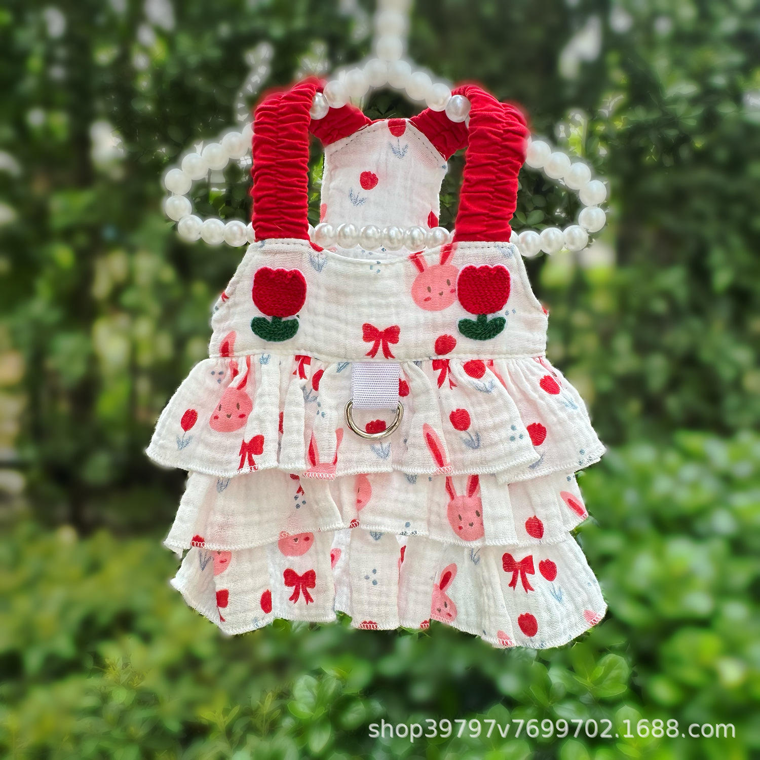 กระโปรงเค้กกระต่ายดอกไม้สีแดง (ฉุด)