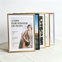 Bingkai Foto Persegi Panjang Modern dari Paduan Aluminium Perak Buatan Tangan A4/A3 untuk Meja dan Dinding Dekoratif