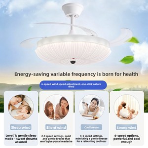 Moderner Einziehbarer ABS-Deckenventilator mit Fernbedienung 3 Flügel <span class=keywords><strong>LED</strong></span> für Schlafzimmer & Esszimmer Geräuscharmer Betrieb - Product Image 2