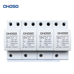 CHOSO CSPD-12.5 385V AC Pararrayos 4P 12.5kA T1 SPD Dispositivo de Protección Contra Sobretensiones para Protección Contra Rayos en Distribución Principal de Energía CE - Product Image 1