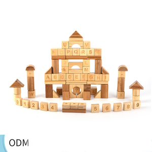 Hoye craft – blocs de construction sûrs et organiques, jouet enfants maternelle Montessori, ensemble de blocs en bambou avec <span class=keywords><strong>alphabet</strong></span> - Product Image 2