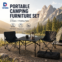 Juego de Mesa y Sillas Plegables Ligeras para Acampar, Mesa de Aluminio con 2 Sillas para Picnic, Senderismo y Viajes