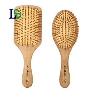 Cepillo de madera de bambú grande cuadrado y ovalado para desenredar y masajear el cuero cabelludo, cepillo de pala de bambú antiestático - Product Image 1