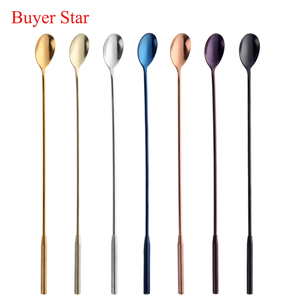 Cuillère à bar en acier inoxydable avec logo personnalisé, manche long, outil de mélange pour vin et cocktails, <span class=keywords><strong>accessoire</strong></span> métallique - Product Image 1