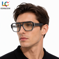 Montures optiques en acétate en gros, verres correcteurs anti-lumière bleue, design carré à double pont, lunettes de qualité supérieure pour le bureau et la lecture