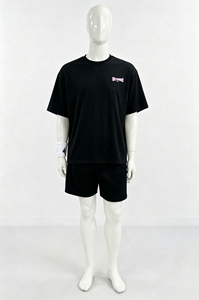 T-shirt da uomo oversize casual traspirante in cotone 100% con stampa digitale <span class=keywords><strong>nera</strong></span>, girocollo, manica corta, stile streetwear, taglia <span class=keywords><strong>L</strong></span> - Product Image 4