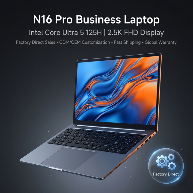 Core Ultra 5 125H Laptop Notebook Computer 16 Inch 16GB RAM 512GB SSD Windows 11 Business Office Wholesale OEM ODM Factory Brand