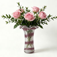 Vase en verre à col haut et volanté, fait main et écologique, pour une touche glamour, idéal pour Pâques et Noël, décoration intérieure et de bureau