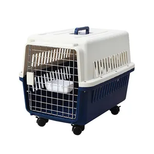 Zunhua Meihua Pet Supplies Plastic Kennels Rolling Plastic Airline Approved Wire Door Travel Dog Carrier