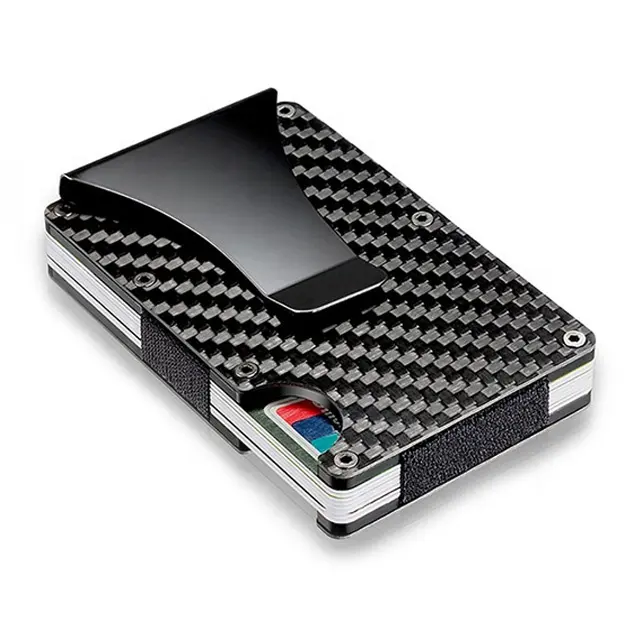 Мужской кошелек из углеродного волокна с RFID-защитой, металлический минималистичный кошелек для кредитных карт, тонкий алюминиевый кошелек для мужчин