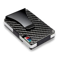 Billetera de fibra de carbono RFID para hombre, billetera delgada de aluminio con Clip para dinero, tarjetero minimalista