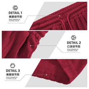 กางเกงขาสั้นผู้ชายแบบมีเชือกผูกเอวกลาง ระบายอากาศได้ดี เหมาะสำหรับพักผ่อน ลายทางสีแดง ชุดว่ายน้ำแบบสปอร์ต - Product Image 5