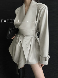 Cappotto <span class=keywords><strong>Oversize</strong></span> di Alta Qualità per <span class=keywords><strong>Donna</strong></span>, Stile Rilassato Primaverile e Autunnale, con Collo a Scialle e Cintura in Vita - Product Image 2