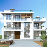 Kits de villas préfabriquées modernes en acier léger - Solution complète pour maisons rurales auto-construites au design asiatique avec chambre à coucher - Projets transcatégoriels
