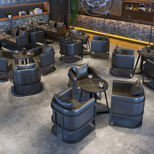 Moderne Design-Barhocker Restaurant-Stühle Möbel Leder-Ecksofa Sitzgruppe VIP-Lounge Club-<span class=keywords><strong>Sofa</strong></span> U-L-Form Schwarz - Product Image 4