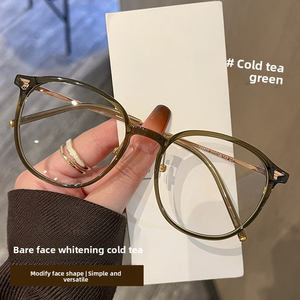 Couleur de <span class=keywords><strong>thé</strong></span> froid femmes montures optiques lunettes en gros Prescription 122608 Tr90 et lunettes rondes en métal montures pour les yeux optiques - Product Image 3