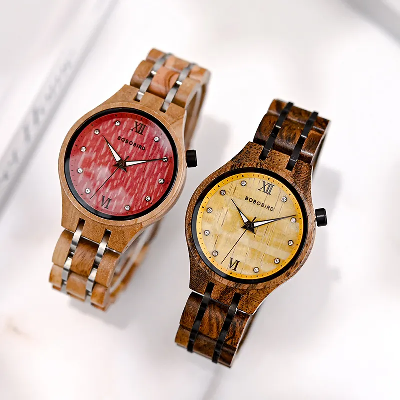Wooden Watches For Women BOBO BIRD 2021 New Wooden Women Watch Quartz Wristwatch Handmade Custom Watch For Ladies Valentine's Gifts Dropshipping