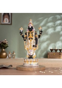 <b>Gold</b> and Silver Plated Tirupati Balaji Venkateswara Idol Hindu Religious <b>Statue</b> Home Temple Decor Gift - Product Image 2