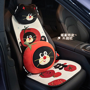 Coussin de nuque en peluche pour appuie-tête de voiture, motif chat mignon, rond, dessin animé, support lombaire d'hiver, utilisation générale, design ergonomique - Product Image 2