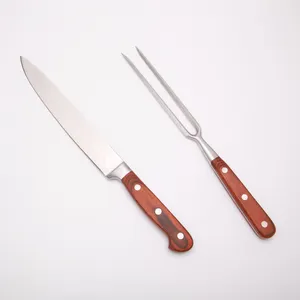 पेशेवर पहली रैंक तेज ब्लेड के लिए जर्मन स्टील चाकू सेट के साथ 2pcs pakka लकड़ी पर नक्काशी चाकू कटलरी स्टेक के लिए पश्चिमी भोजन