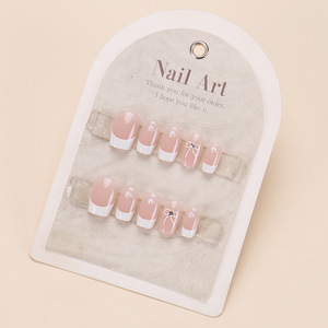 Xiaohongshu vente chaude ongles haut de gamme français nœud papillon strass étincelant portable blanchissant ongles conseils - Product Image 4