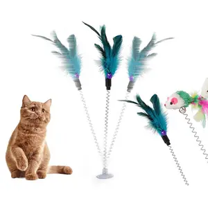 Mainan Kucing Musim Semi Penghisap Berdiri Elastis Interaktif Kualitas Tinggi dengan Bel