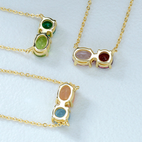Collar con Colgante de Piedras Irregulares Multicolores, Amatista Ovalada, Granate Púrpura Redondo, Plata 925, Joyería Fina para Regalo o Uso Diario