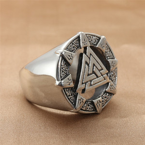Anillo Triangular Vikingo para Hombre, Plata Tibetana, Diseño Geométrico, Estilo Retro Punk, Joyería de Regalo - Product Image 1