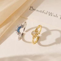 Meistverkauftes Kupfer Sonne-Mond Paar-Set Vergoldetes Zirkon-Armband Verstellbarer Ring Trendiges Sein/Dein Hochzeits-Verlobungsgeschenk