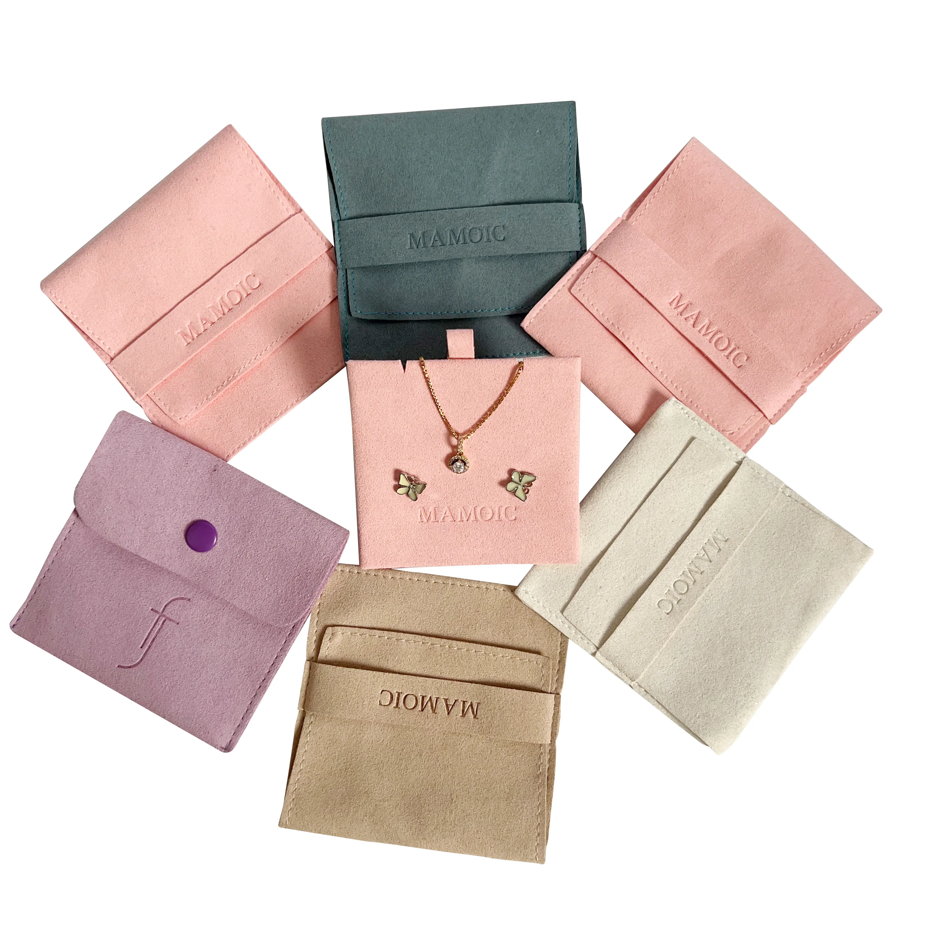 Jewelry Pouch Packaging Bag Pouches Velvet Custom Pochon Bijoux With Logo Pochette Suede Microfiber Bags